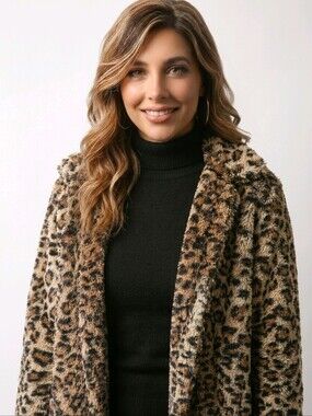 Leopard Faux Fur Coat - Women's Animal Print Jacket